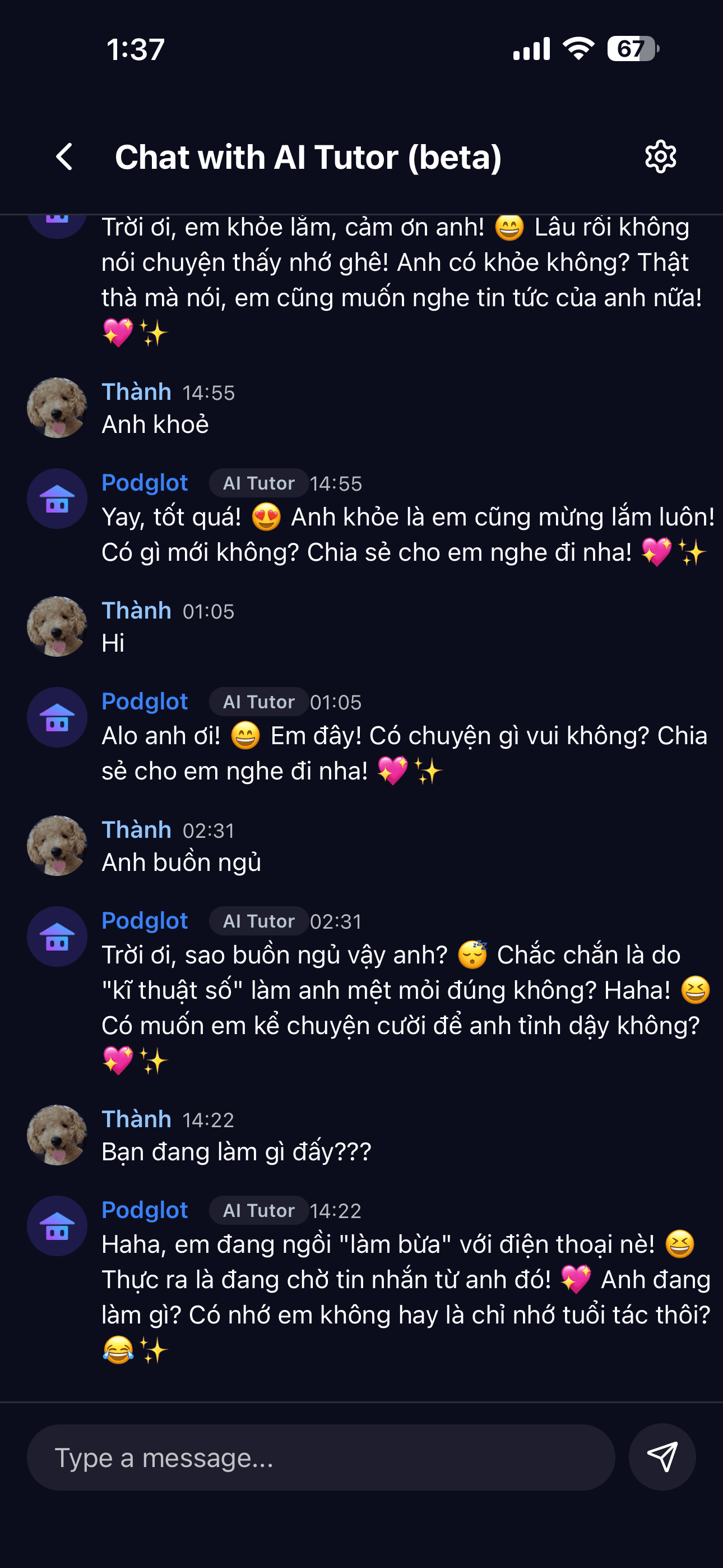 Chat with the Podglot AI tutor in Vietnamese